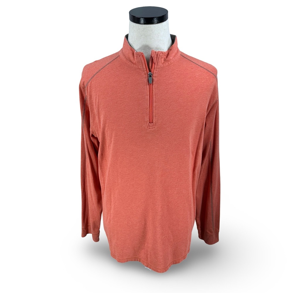 Tasc Performance Mens XL Bamboo Organic Cotton Quarter 1/4 Zip Pullover Orange